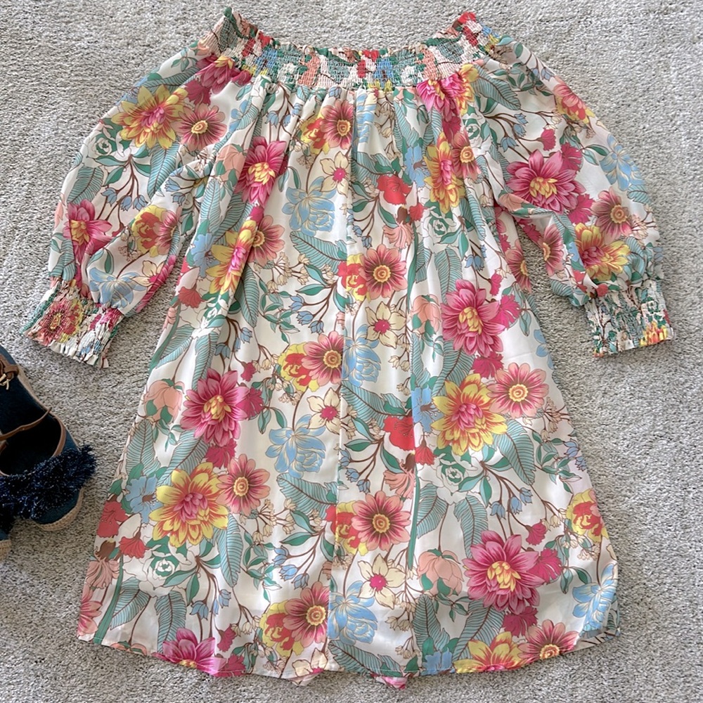 Umgee Flamingo Floral Off The Shoulder Dress - Picture 7 of 8